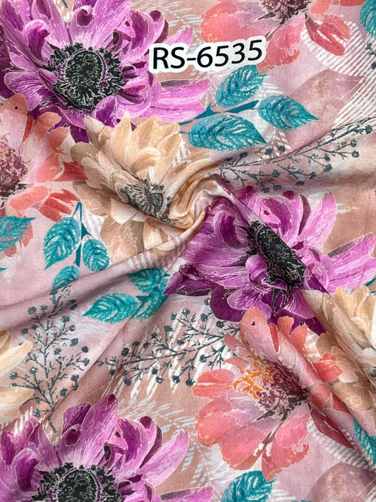 Pure Cotton Cambric Floral Abstract Digital Prints