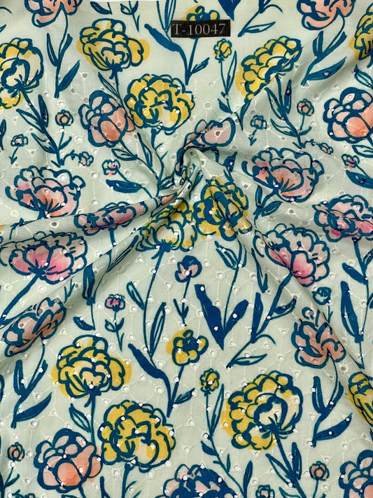 Summer Floral Print On Cotton Hakoba