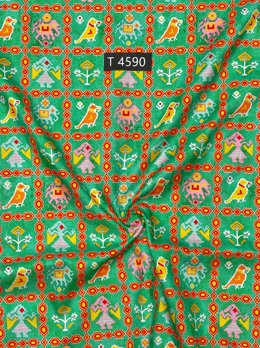 KALAMKARI PRINTS ON TUSSAR SILK