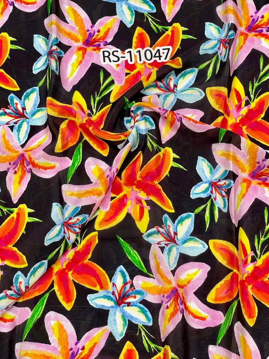 FLORAL PRINTS ON PURE NATURAL CREPE
