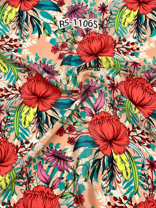 FLORAL PRINTS ON PURE NATURAL CREPE