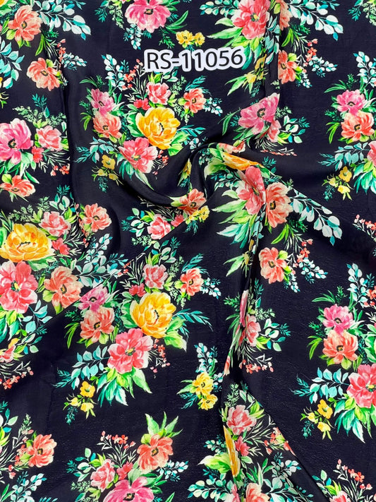 FLORAL PRINTS ON PURE NATURAL CREPE
