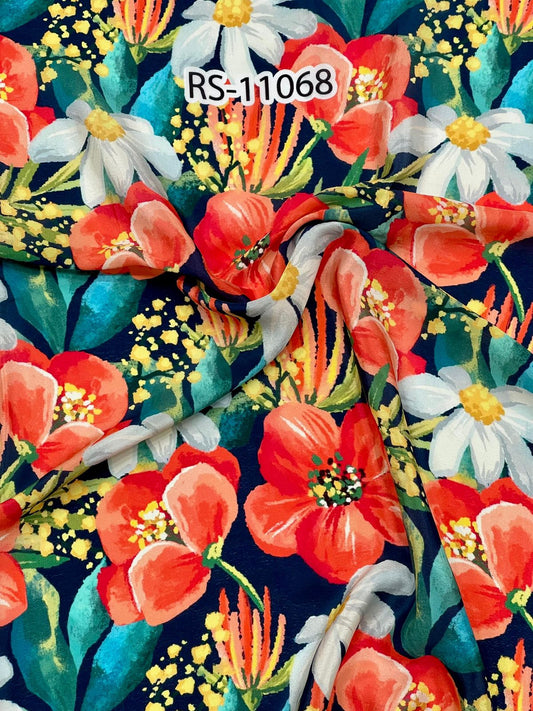 FLORAL PRINTS ON PURE NATURAL CREPE