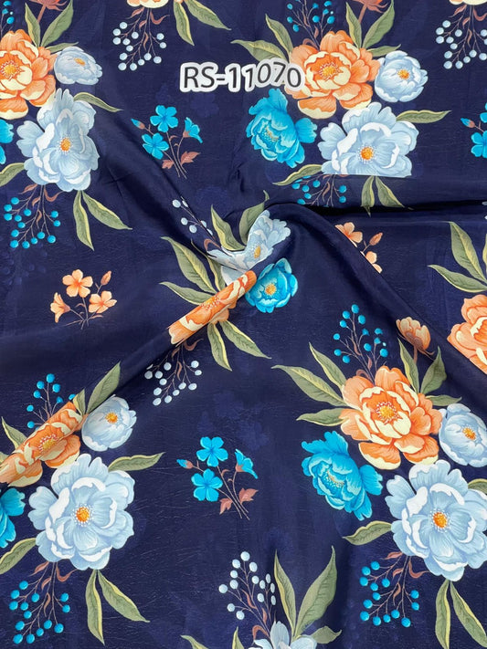 FLORAL PRINTS ON PURE NATURAL CREPE