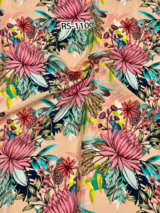 FLORAL PRINTS ON PURE NATURAL CREPE