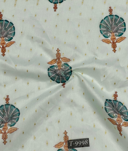 PASTEL FLORAL PRINTS ON CHANDERI JACQUARD FABRIC
