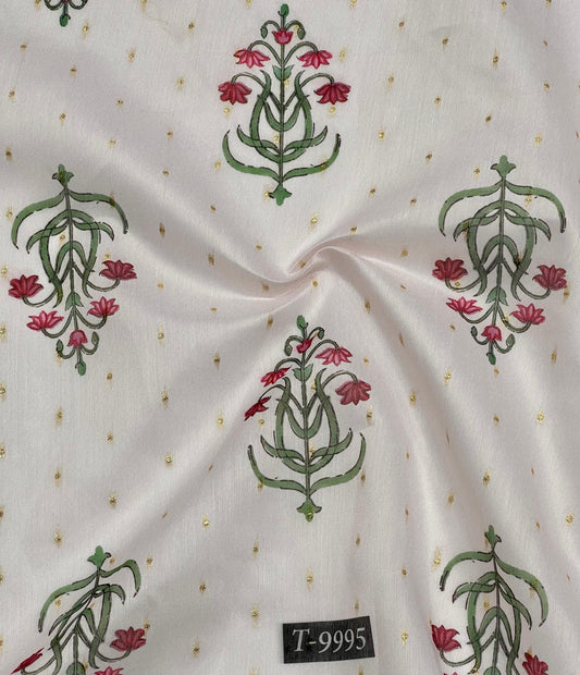 PASTEL FLORAL PRINTS ON CHANDERI JACQUARD FABRIC