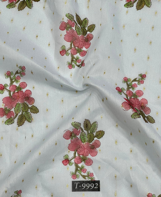 PASTEL FLORAL PRINTS ON CHANDERI JACQUARD FABRIC