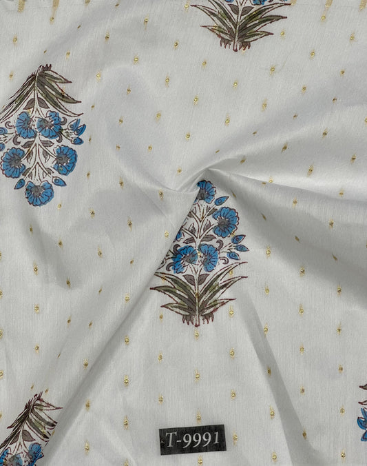 PASTEL FLORAL PRINTS ON CHANDERI JACQUARD FABRIC