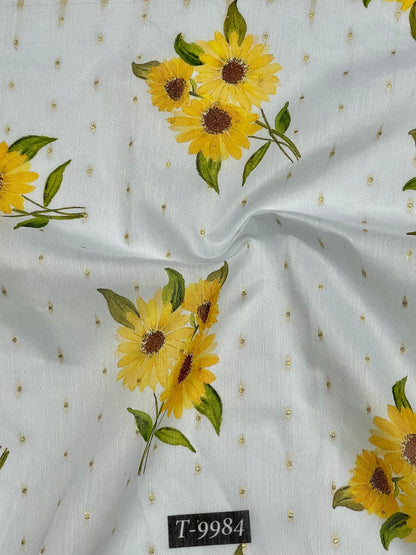 Wholesale PASTEL FLORAL PRINTS ON CHANDERI JACQUARD FABRIC | The Wardrobe Fabrics