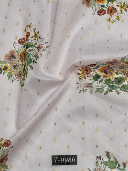 Wholesale PASTEL FLORAL PRINTS ON CHANDERI JACQUARD FABRIC | The Wardrobe Fabrics