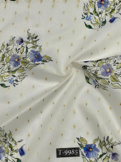 Wholesale PASTEL FLORAL PRINTS ON CHANDERI JACQUARD FABRIC | The Wardrobe Fabrics
