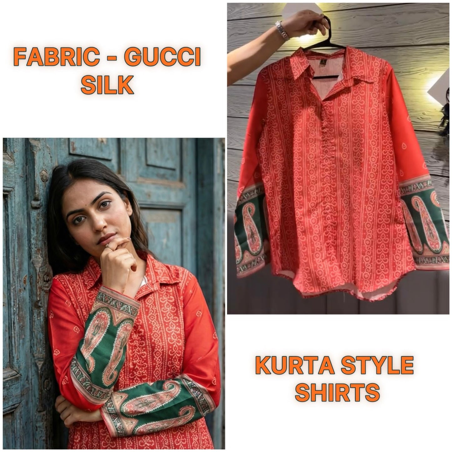 Laal Bandhej Kurta Shirt