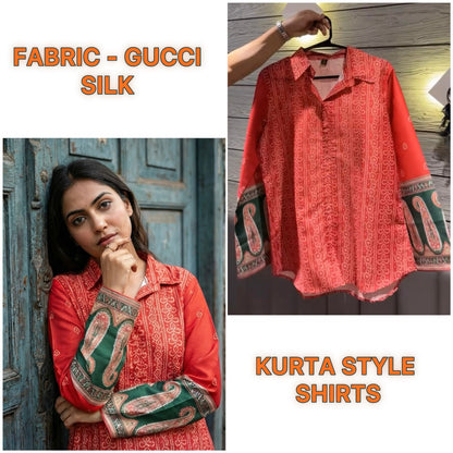 Laal Bandhej Kurta Shirt