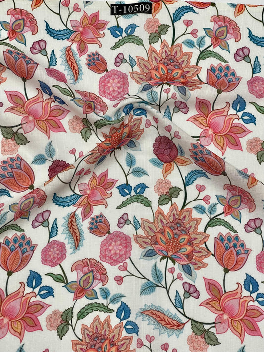 SWISS COTTON LINEN FLORAL DIGITAL PRINTS