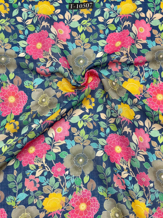 SWISS COTTON LINEN FLORAL DIGITAL PRINTS