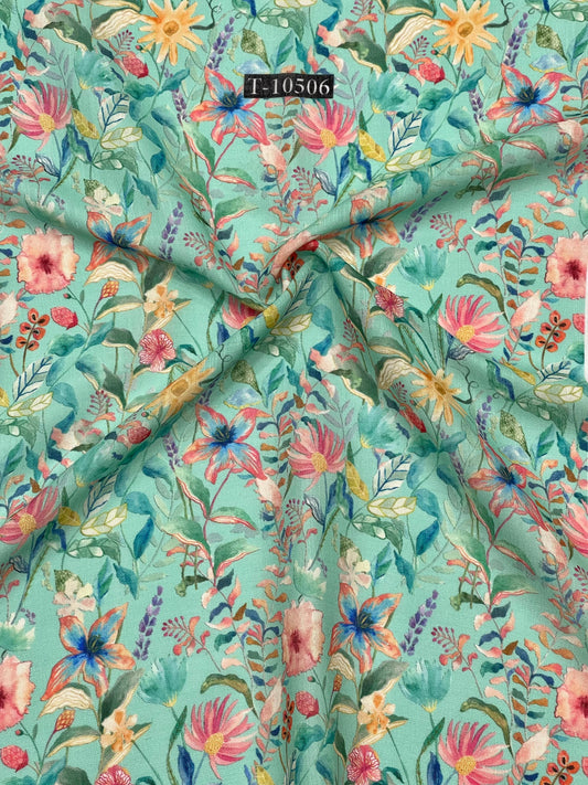 SWISS COTTON LINEN FLORAL DIGITAL PRINTS