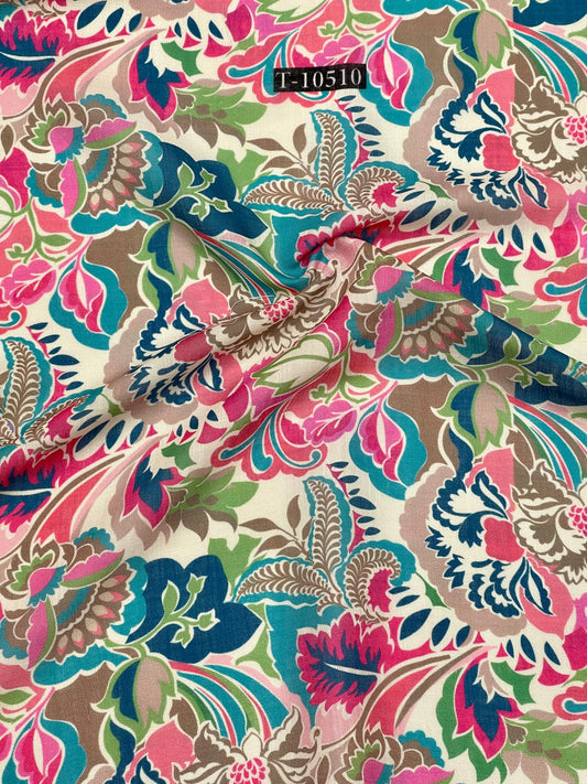 SWISS COTTON LINEN FLORAL DIGITAL PRINTS