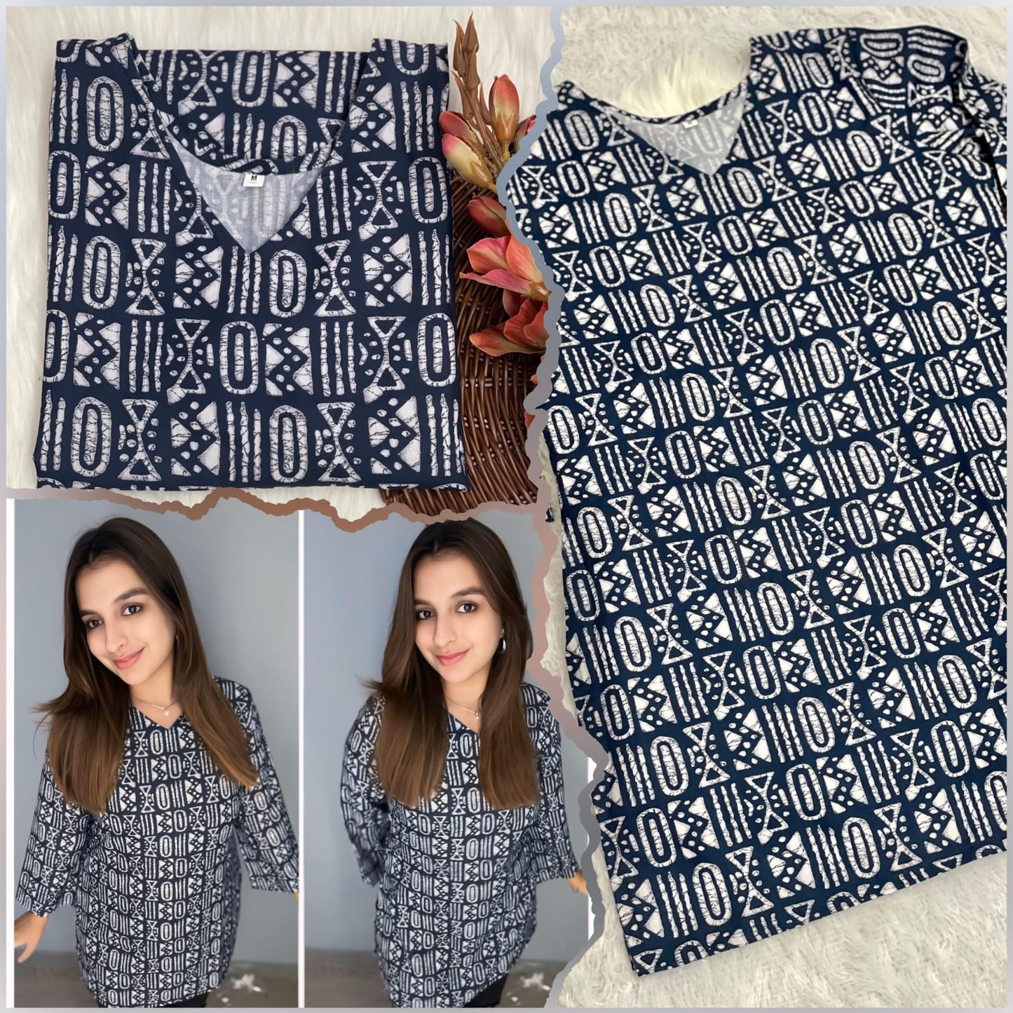 Aisha Blue Baatik Kurti