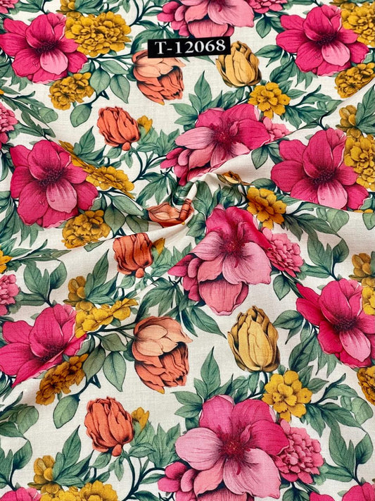 POLY COTTON SOFT FLORAL PRINTS
