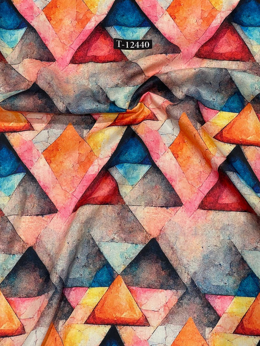 Semi Pure Muslin Beautiful Trendy Abstract Digital Prints