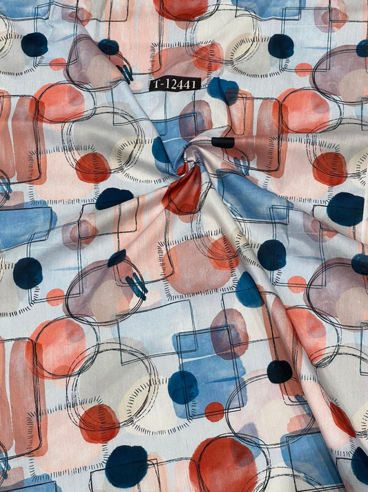 Semi Pure Muslin Beautiful Trendy Abstract Digital Prints