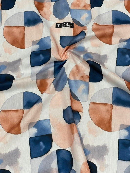 Semi Pure Muslin Beautiful Trendy Abstract Digital Prints