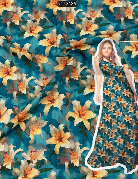 Summer Special Poly Cotton Fabric With Trendy Floral Designs