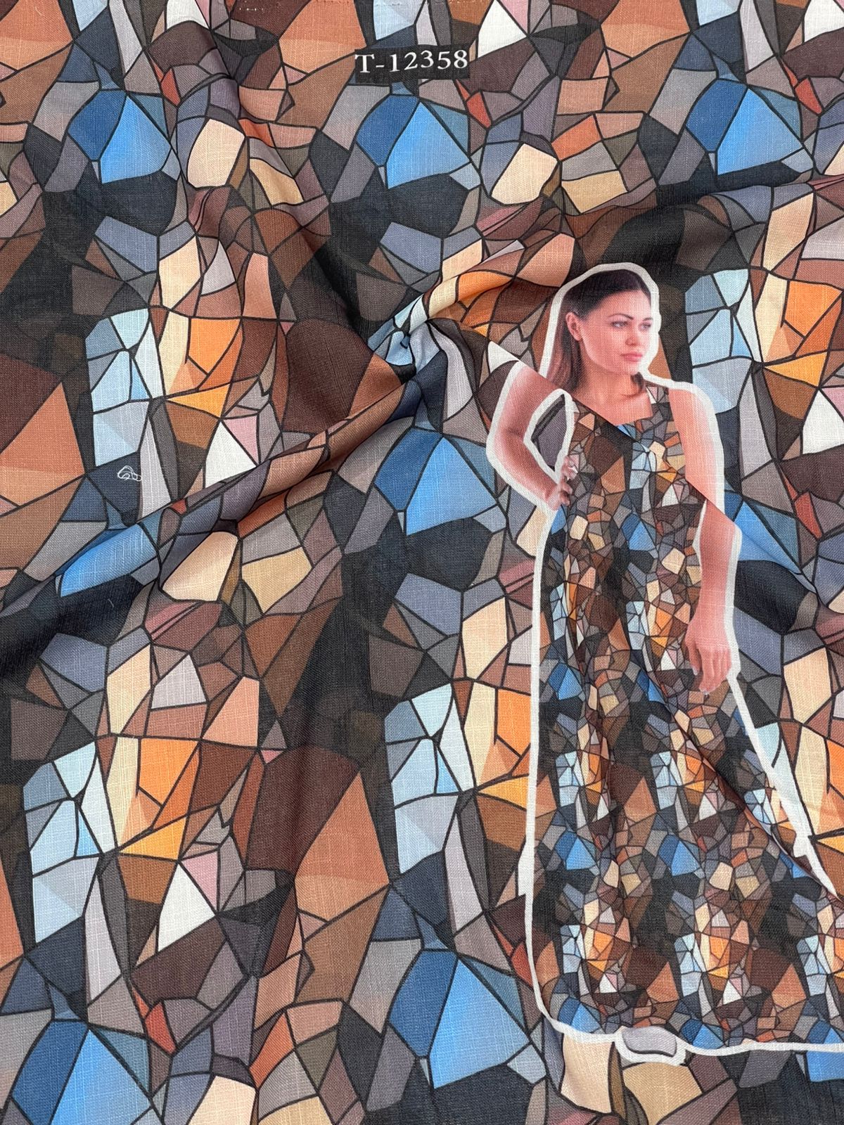 Summer Cool Linen Fabric With Abstract Designs