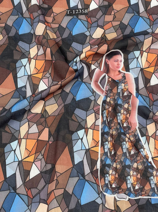 Summer Cool Linen Fabric With Abstract Designs