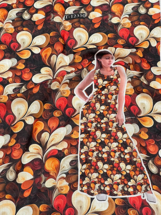 Summer Cool Linen Fabric With Abstract Designs