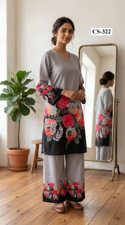 Midnight Rose Co-ord Set IMPORTED RAYON