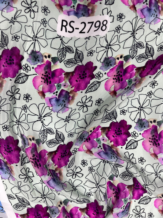Pure Natural Crepe Floral Print Fabric