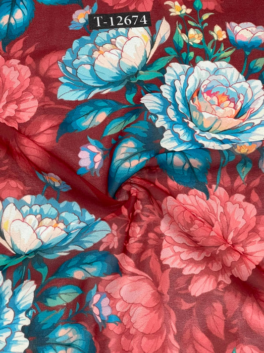 Beautiful Trendy Flower Georgette Digital Prints