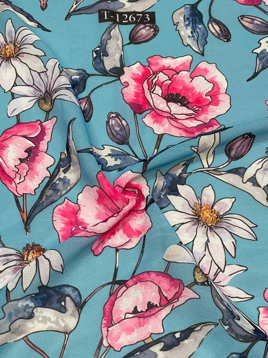 Beautiful Trendy Flower Georgette Digital Prints