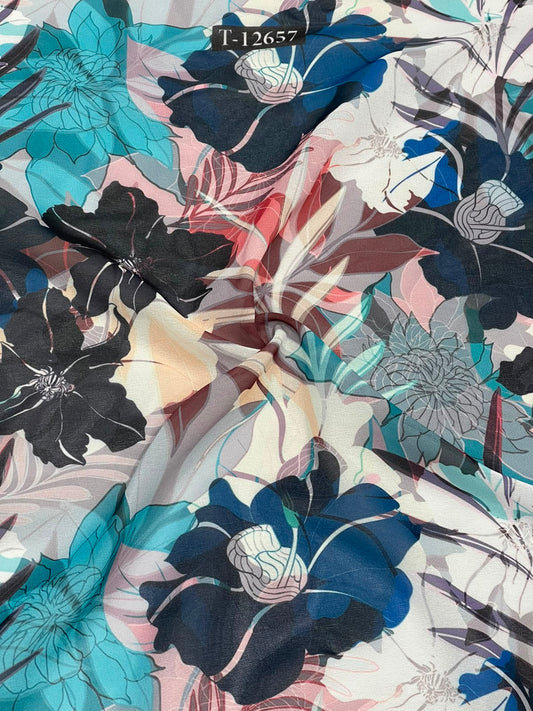 Beautiful Trendy Flower Georgette Digital Prints