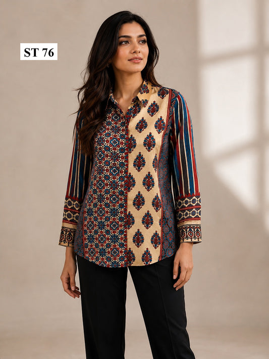 Heritage Patchwork Natural Crepe Shirts
