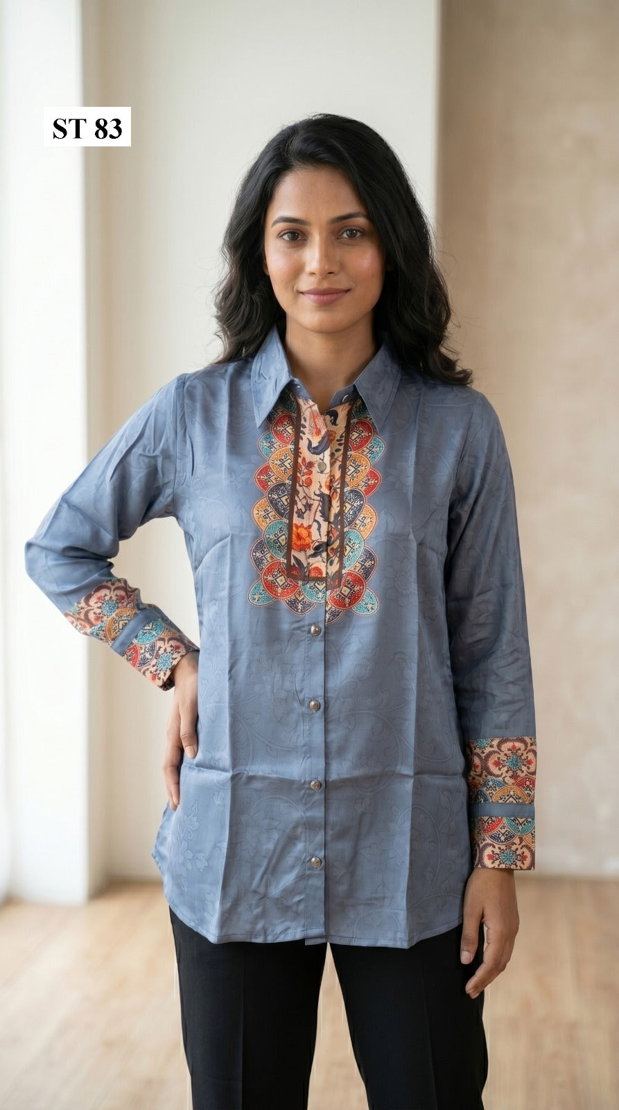 Azure Heritage Natural Crepe Shirt