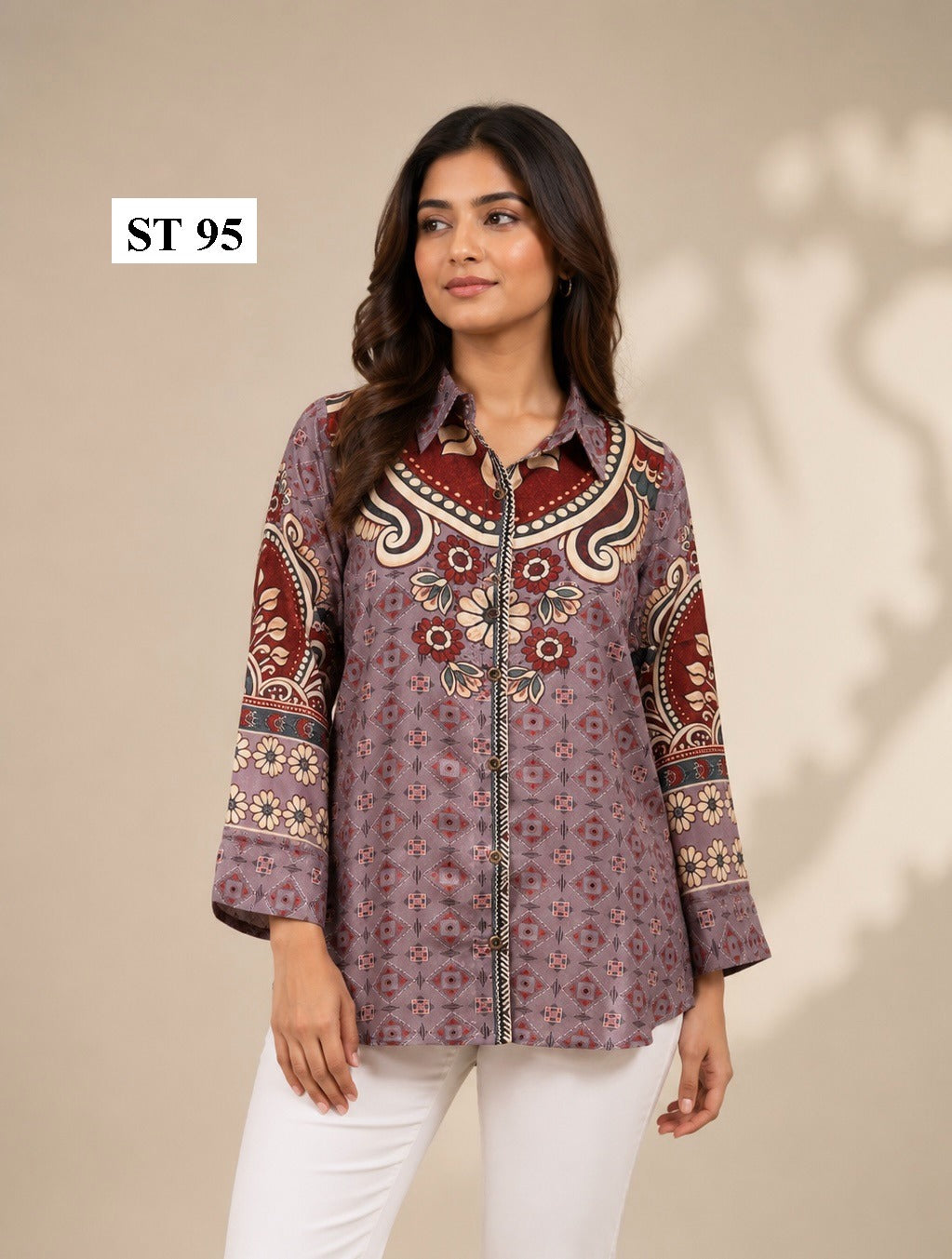 Vintage Blossom Natural Crepe Shirt