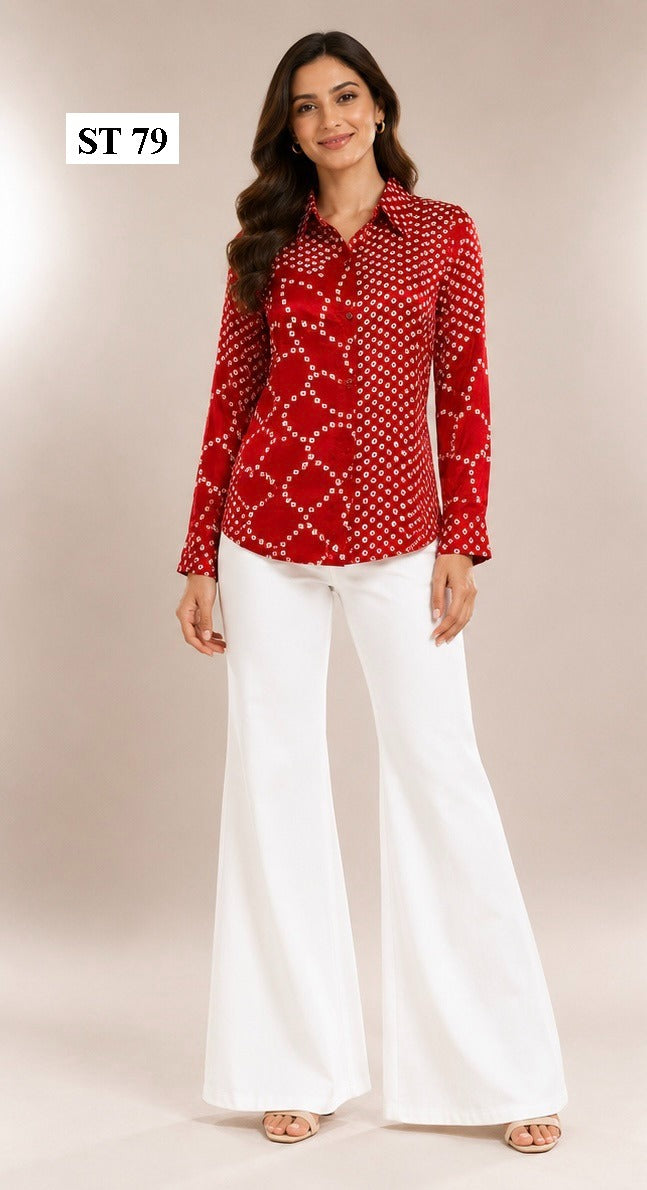 Ruby Bandhani Charm Natural Crepe Shirt