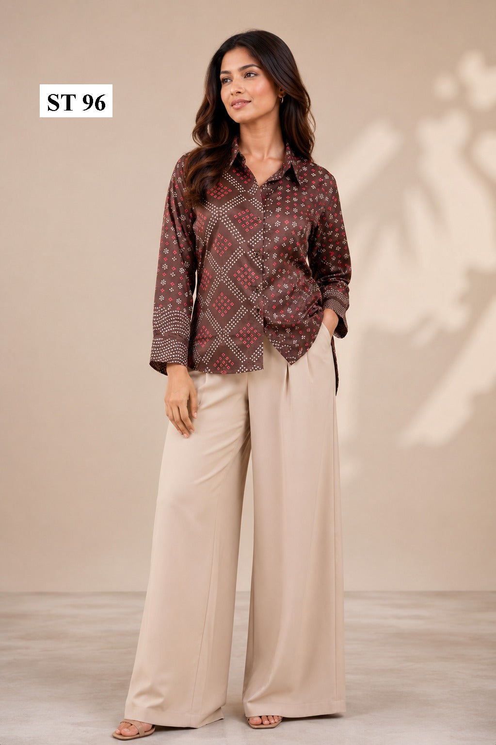 Mocha Diamond Natural Crepe Shirt