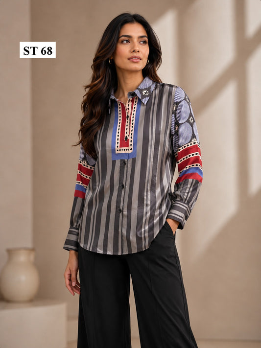 Urban Stripe Fusion Natural Crepe Shirt