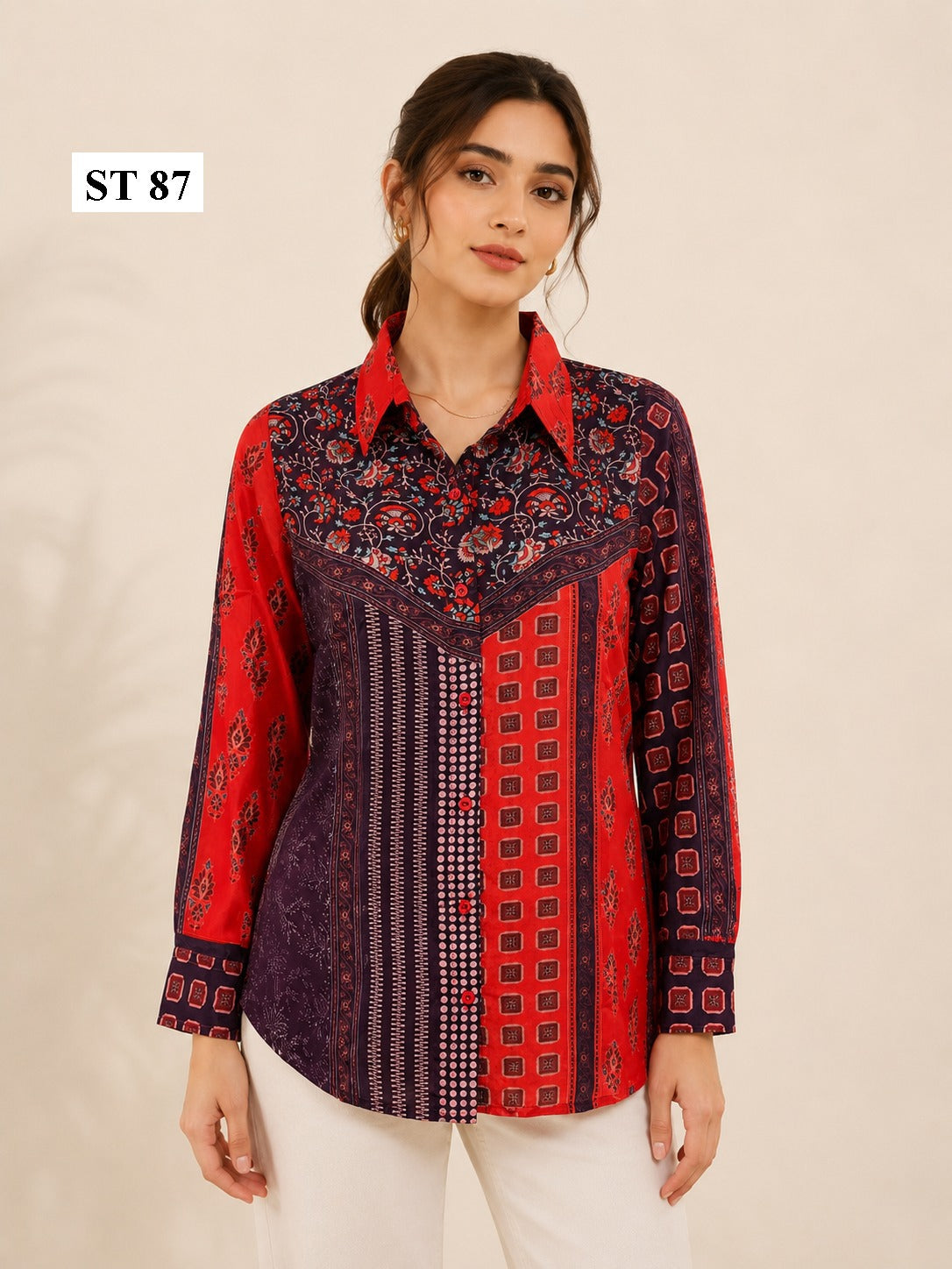 Ruby Mosaic Natural Crepe Shirt