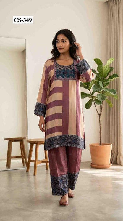 Mauve Mosaic Cord Set- Japanese crepe