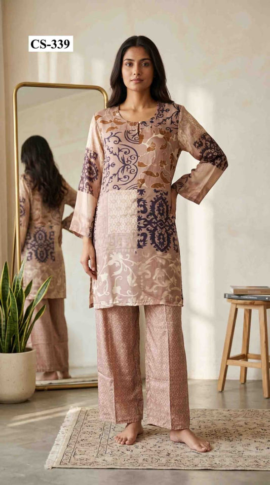 Blush Filigree Coord Set- Japanese crep