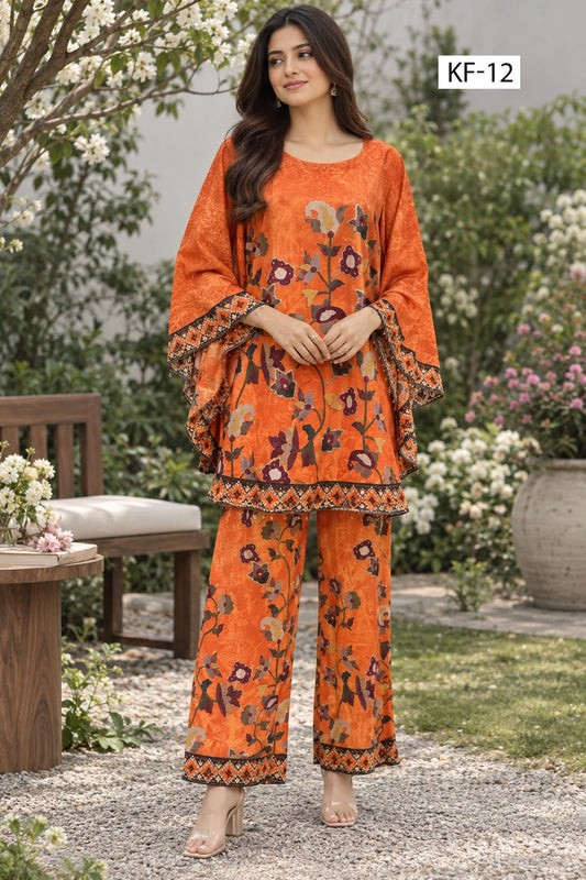 Sunset Garden Kaftan Set- Japanese crepe