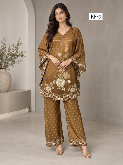 Caramel Bloom Kaftan Set- Japanese crepe