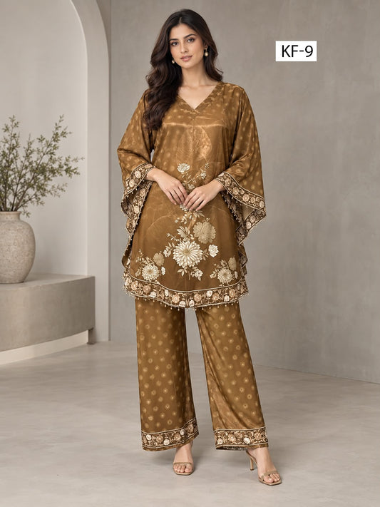 Caramel Bloom Kaftan Set- Japanese crepe
