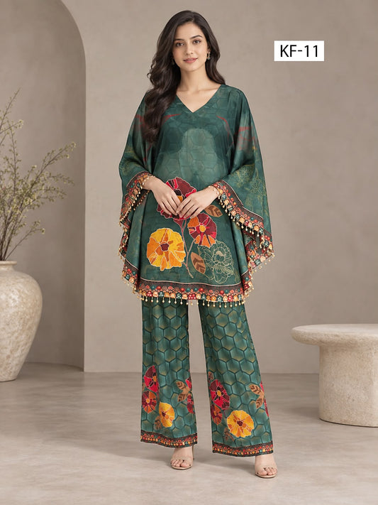 Emerald Mosaic Kaftan Set- Japanese crepe