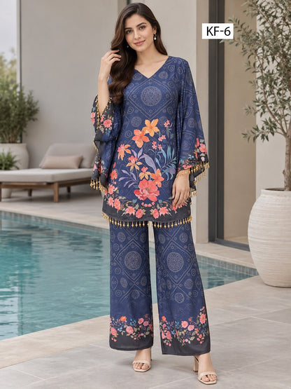Midnight Floral Kaftan Set- Japanese crepe